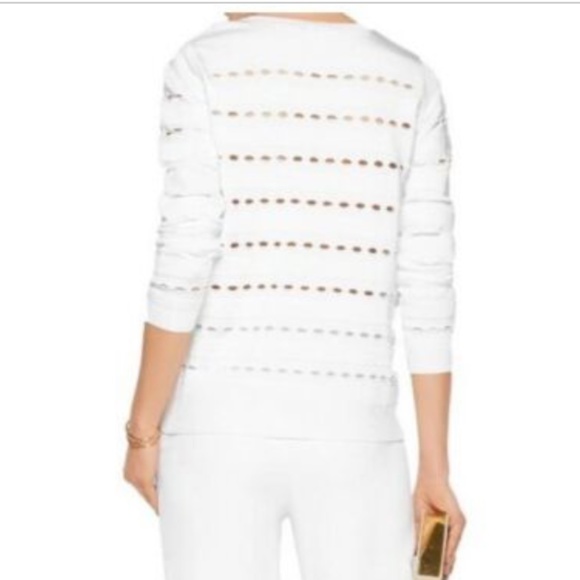 NEW HERVE LEGER White Stretch Sweater - Medium - Picture 2 of 5